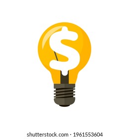 Bombilla con dólar. Ilustración vectorial