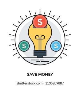 
A light bulb with dollars symbol depicting the savings idea
