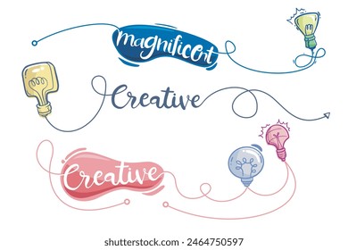 Light Bulb Doodle. Energizing Concept. Light Bulb Clip art and Encouraging Quote