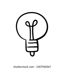 Light bulb doodle, hand drawn idea concept icon