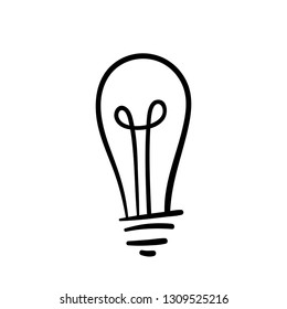 Light bulb doodle, hand drawn idea concept icon