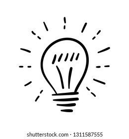 Light bulb doodle, hand drawn idea concept icon