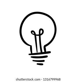 Light bulb doodle, hand drawn idea concept icon