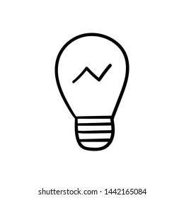 Light bulb doodle. Hand drawn idea symbol. Lamp illustration.