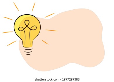 Light bulb doodle, hand drawn idea icon. free space to write content