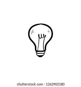 Light Bulb doodle icon vector drawing 