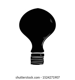 Light Bulb doodle icon vector hand drawing flat black