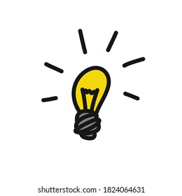 light bulb doodle icon, vector illustration