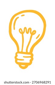 light bulb doodle icon. Vector doodle illustration icon isolated on white bg.