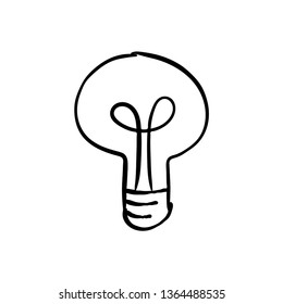 Light bulb doodle, idea symbol sketch