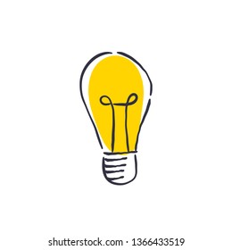 Light bulb doodle, idea symbol sketch
