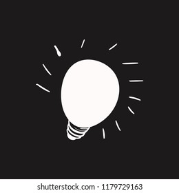 Light Bulb doodle idea vector icon flat black