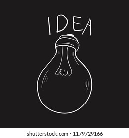 Light Bulb doodle idea vector icon flat black