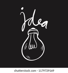 Light Bulb doodle idea vector icon flat black