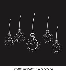 Light Bulb doodle idea vector icon flat black