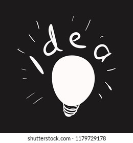 Light Bulb doodle idea vector icon flat black