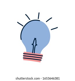 light bulb doodle line fill style icon design, Ornament sketch art drawing cute idea creative and decorative theme Vector illustration