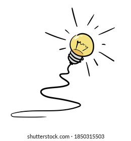 Light bulb doodle with rays shine