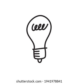 Light bulb doodle sketch. Idea, creativity and solution icon. Hand drawn vector illustration.