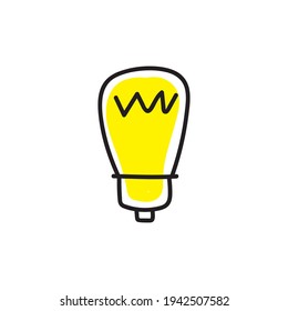 Light bulb doodle sketch. Idea, creativity and solution icon. Hand drawn vector illustration.