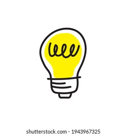 Light bulb doodle sketch. Idea, creativity and solution icon. Hand drawn vector illustration.