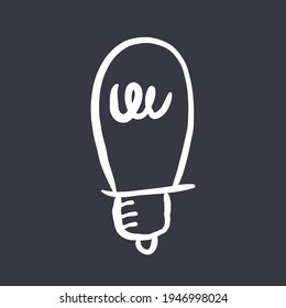 Light bulb doodle sketch. Idea, creativity and solution icon. Hand drawn vector illustration.