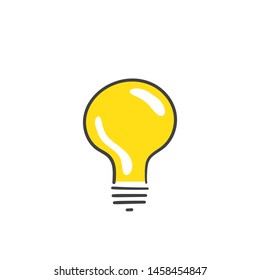 Light bulb doodle, symbol of idea. Lamp sketch.