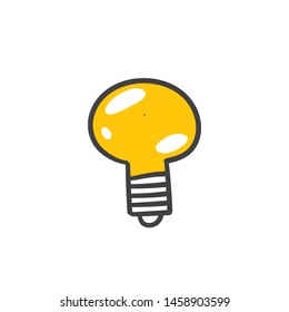 Light bulb doodle, symbol of idea. Lamp sketch.
