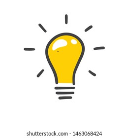 Light bulb doodle, symbol of idea. Lamp sketch.