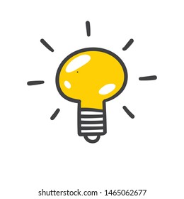 Light bulb doodle, symbol of idea. Lamp sketch.