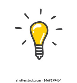 Light bulb doodle, symbol of idea. Lamp sketch.