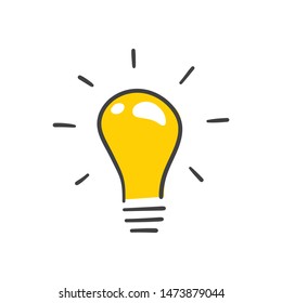 Light bulb doodle, symbol of idea. Lamp sketch.