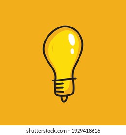 Doodle de bombilla. Símbolo de idea. Ilustración de lámpara eléctrica vectorial dibujada a mano. Signo de solución, creatividad e innovación.