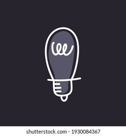 Leuchtstoffdoodle. Symbol der Idee. Handgezeichnete Vektorgrafik der elektrischen Lampe. Zeichen von Lösung, Kreativität und Innovation.