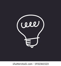 Doodle de bombilla. Símbolo de idea. Ilustración de lámpara eléctrica vectorial dibujada a mano. Signo de solución, creatividad e innovación.