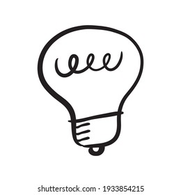 Doodle de bombilla. Símbolo de idea. Ilustración de lámpara eléctrica vectorial dibujada a mano. Signo de solución, creatividad e innovación.