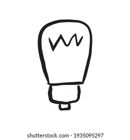 Light bulb doodle. Symbol of idea. Hand drawn vector electric lamp illustration. Sign of solution, creativity and innovation.