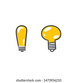 Light bulb doodles, hand drawn lamps. Vector collection. 