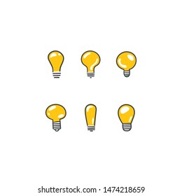 Light bulb doodles, hand drawn lamps. Vector collection. 