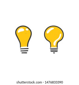 Light bulb doodles, hand drawn lamps. Vector collection. 