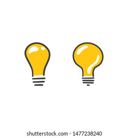 Light bulb doodles, hand drawn lamps. Vector collection. 