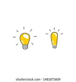 Light bulb doodles, hand drawn lamps. Vector collection. 