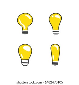 Light bulb doodles, hand drawn lamps. Vector collection. 