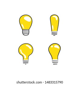 Light bulb doodles, hand drawn lamps. Vector collection. 