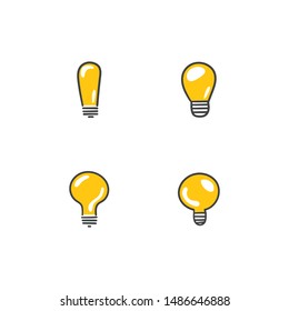Light bulb doodles, hand drawn lamps. Vector collection. 