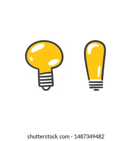 Light bulb doodles, hand drawn lamps. Vector collection. 