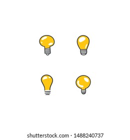Light bulb doodles, hand drawn lamps. Vector collection. 