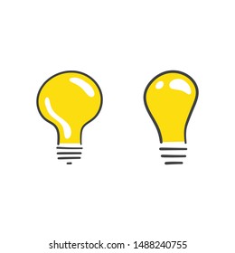 Light bulb doodles, hand drawn lamps. Vector collection. 