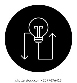 Light bulb with a downward graph representing economic downturn, business risk management, financial loss, and declining market trends
