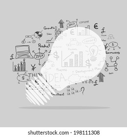  Light bulb with drawing business plan strategy concept idea 